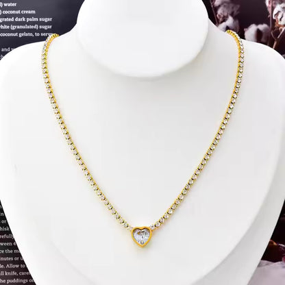 Luxury big love necklace wedding dress all-match clavicle chain new arrival rhinestone choker neckless