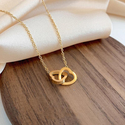 Necklace for Girls & Women - Gold Plated Double Heart Interlocking Small love Necklace Pendent Charm Chain For Girls and Women.