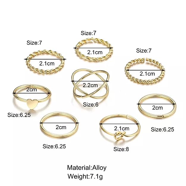 Rings for Women & Girls - 8 pcs. Multi Design Knuckle Midi Finger Rings Set For Women and Girls