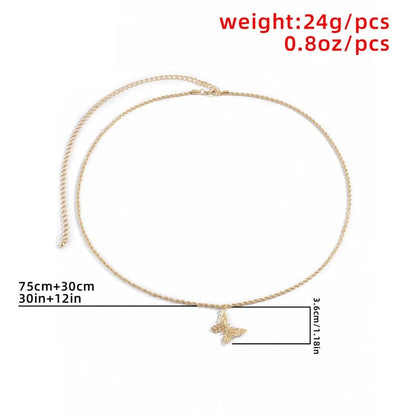 Gold Plated Butterfly Pendant Adjustable Waist Chain for Girls and Women