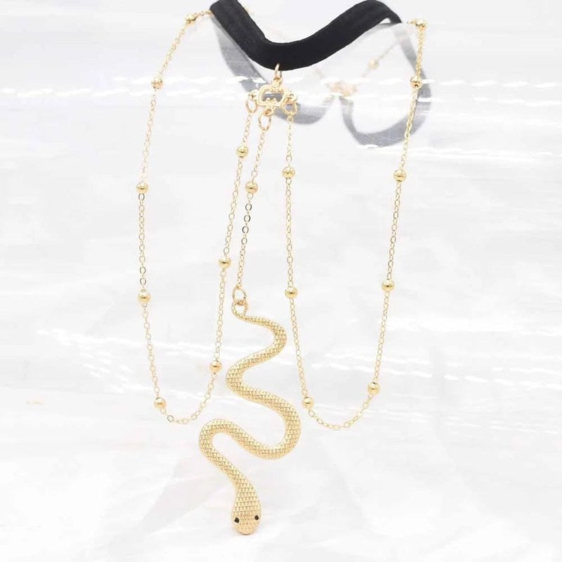 Gold Plated Thigh Leg Chain with Snake Tassel Elastic Band Body Jewellery for Girls and Women