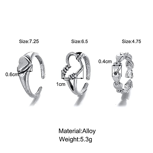 Rings- 3 Pcs Knuckle Creative Retro Love Adjustable Rings Set