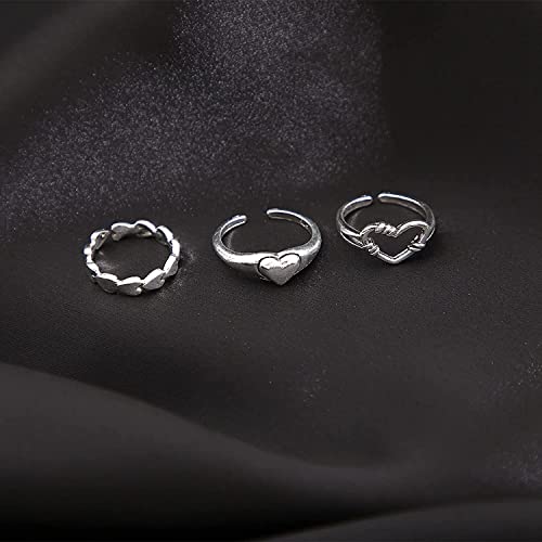 Rings- 3 Pcs Knuckle Creative Retro Love Adjustable Rings Set