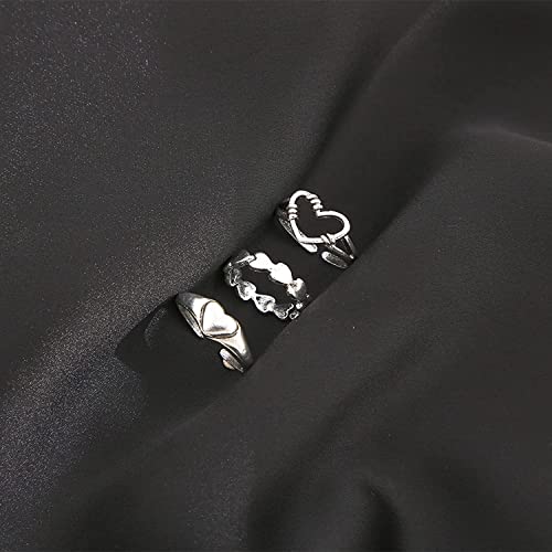 Rings- 3 Pcs Knuckle Creative Retro Love Adjustable Rings Set